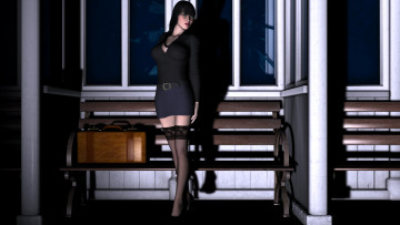 Картинка 3д графика people люди взгляд очки девушка окно