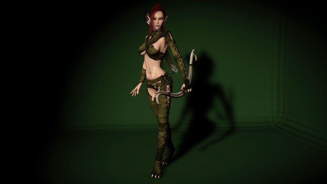 Обои картинки фото 3д, графика, elves, эльфы, эльфийка, лук