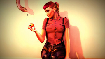 Картинка фэнтези эльфы змея яблоко