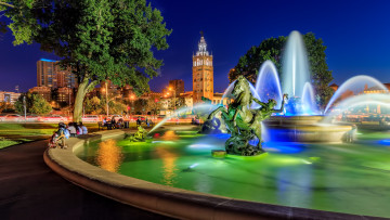 Картинка города -+фонтаны канзас-сити jc nichols memorial fountain missouri kansas city country club plaza площадь фонтан миссури скульптура