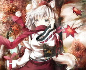 Картинка аниме touhou девушка фон взгляд