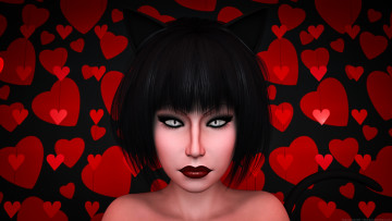 Картинка 3д+графика портрет+ portraits фон взгляд девушка