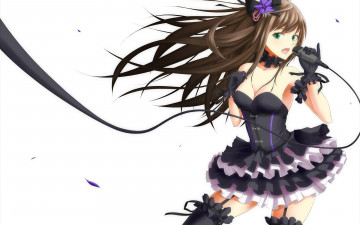 Картинка аниме idolm@ster фон взгляд девушка микрофон