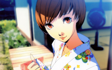 Картинка аниме persona девушка взгляд фон