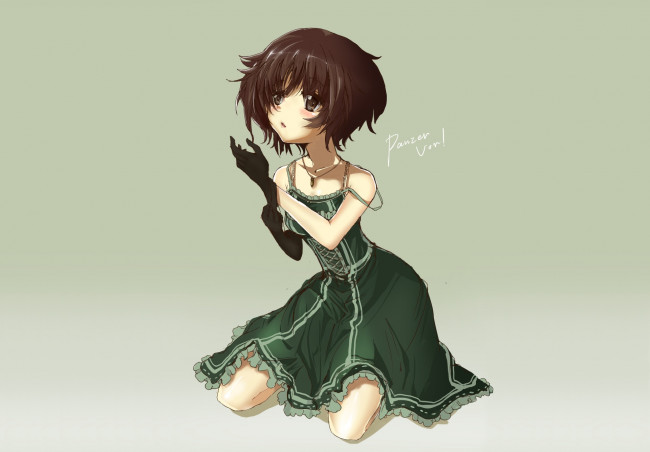 Обои картинки фото аниме, girls und panzer, фон, девушка, взгляд