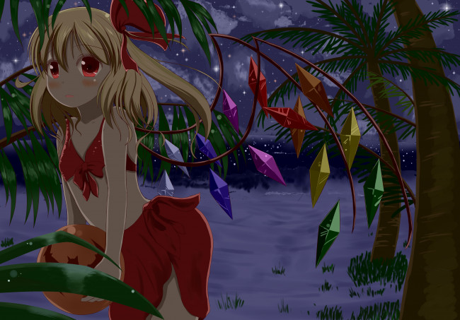 Обои картинки фото аниме, touhou, фон, взгляд, девушка