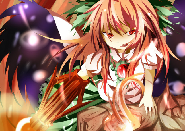 Обои картинки фото аниме, touhou, девушка, взгляд, фон