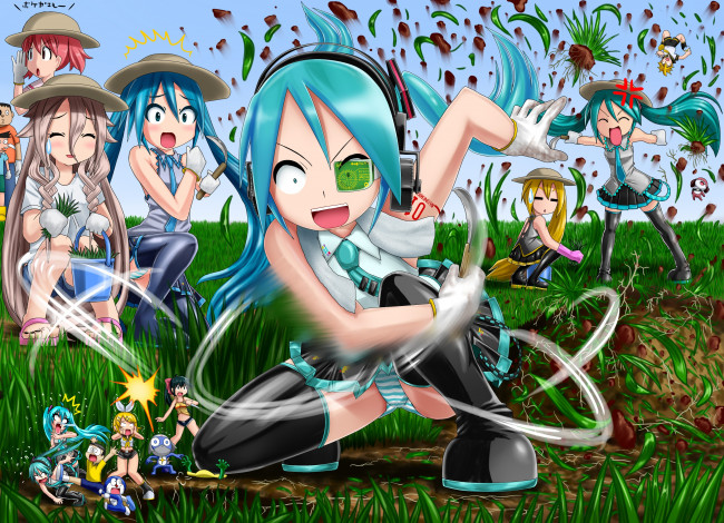 Обои картинки фото аниме, vocaloid, девочки