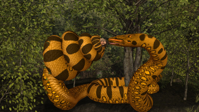 Обои картинки фото 3д графика, фантазия , fantasy, взгляд, девушка, фон, змея