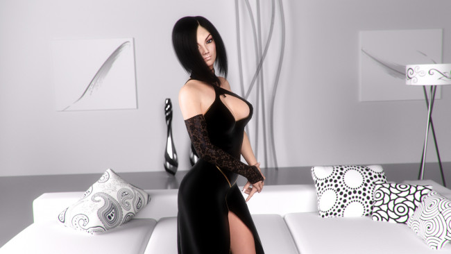 Обои картинки фото 3д графика, люди , people, девушка, взгляд, фон