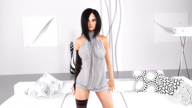 Обои картинки фото 3д графика, люди , people, взгляд, фон, девушка