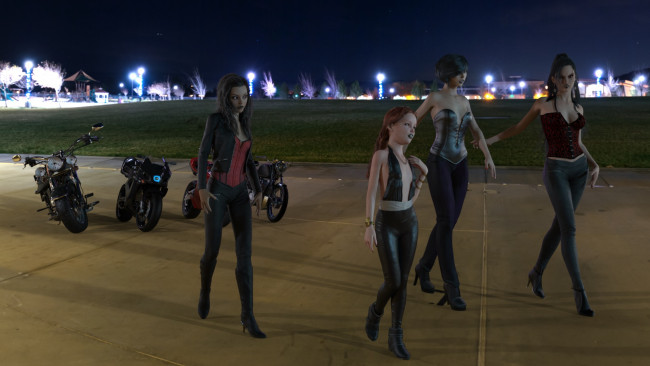 Обои картинки фото 3д графика, существа , creatures, девушки, ночь, вампиры, фон, взгляд