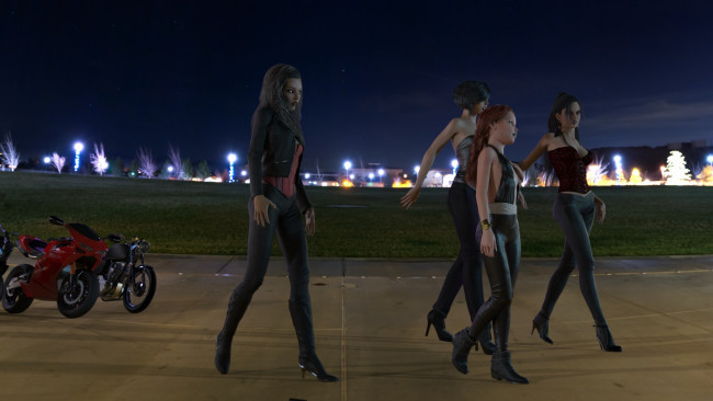 Обои картинки фото 3д графика, существа , creatures, ночь, фон, вампиры, взгляд, девушки