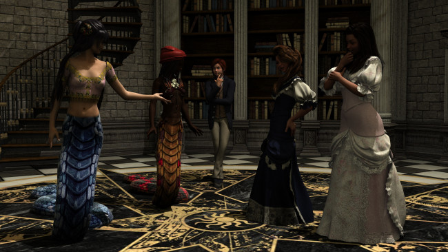 Обои картинки фото 3д графика, существа , creatures, взгляд, девушки, фон