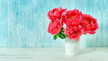 Картинка цветы пионы букет ваза