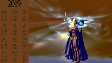 Картинка календари фэнтези девушка воительница оружие calendar 2019
