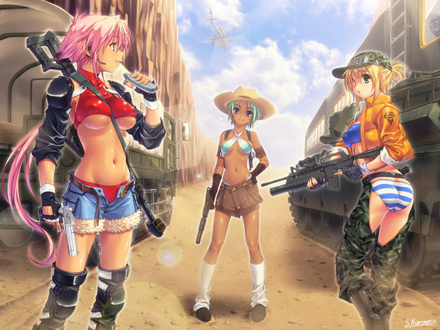 Обои картинки фото ganota no onna, аниме, оружие,  техника,  технологии, техника, девушки