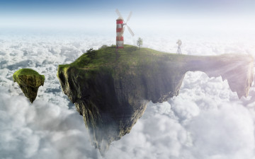 Картинка разное компьютерный+дизайн острова облака ветряк