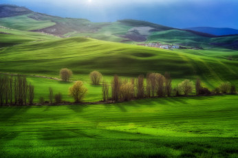 Картинка природа пейзажи свет деревья холмы