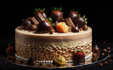 обоя еда, торты, клубника, торт, шоколад