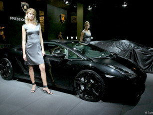 Картинка lamborghini gallardo nera автомобили авто девушками