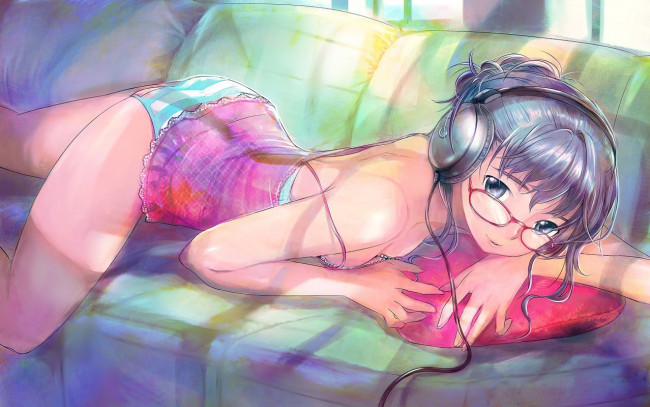 Обои картинки фото аниме, headphones, instrumental