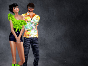 Картинка 3д графика people люди джинсы очки