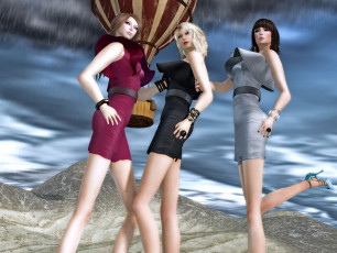 Картинка 3д графика people люди платье браслет воздушный шар