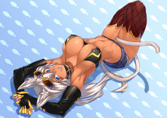 Картинка аниме animals девушка перчатки уши грудь shamu meruruusa kaiten muten-maru чулки очки