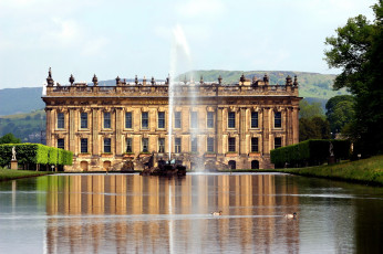 Картинка поместье Чатсворт девоншир англия0 города дворцы замки крепости фонтан пруд английский дом