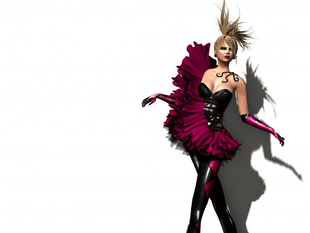 Обои картинки фото 3д, графика, people, люди, платье, волан, прическа