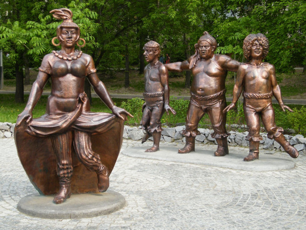 Обои картинки фото города, памятники, скульптуры, арт, объекты, атаманша, бременские, музыканты