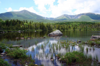 Картинка природа реки озера лес камни облака озеро