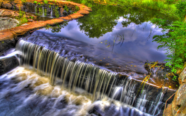 Обои картинки фото southford, falls, природа, водопады, плотина, водопад, река, лето