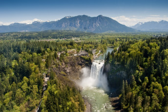 Картинка snoqualmie falls сша природа водопады водопад лес река