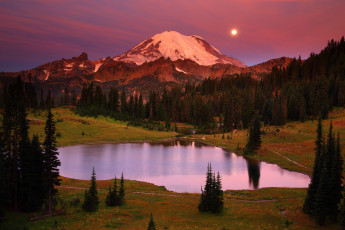 Картинка mount rainier national park washington природа реки озера tipsoo lake гора рейнир озеро типсу вулкан