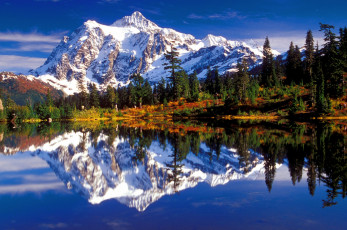 Картинка mount baker snoqualmie national forest washington природа реки озера горы picture lake отражение озеро shuksan