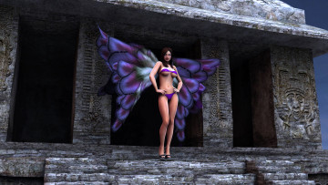 Картинка 3д графика people люди крилья купальник