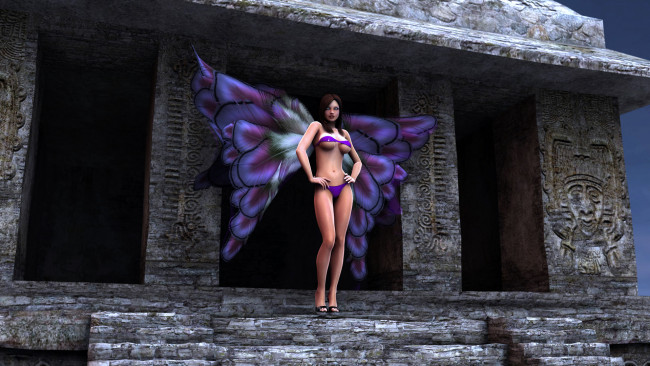Обои картинки фото 3д, графика, people, люди, крилья, купальник