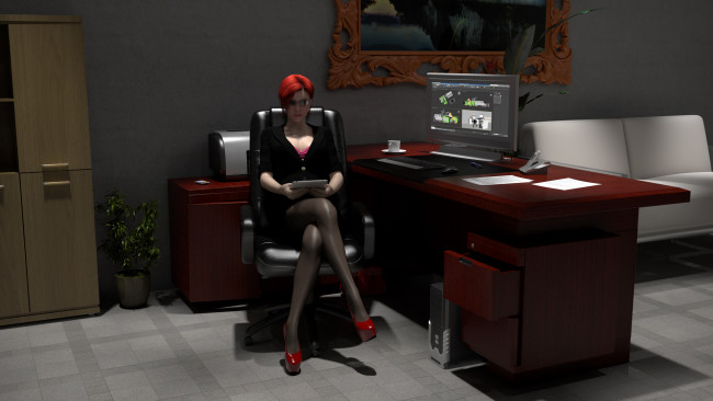 Обои картинки фото 3д, графика, people, люди, стол, офис