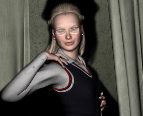 Картинка 3д+графика люди+ people девушка взгляд фон