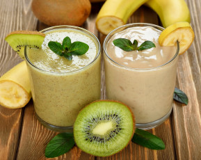 Картинка еда напитки +сок банан киви сок стакан