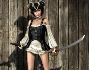 Картинка 3д+графика фантазия+ fantasy взгляд девушка оружие