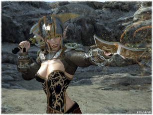 Картинка 3д+графика эльфы+ elves фон доспехи оружие взгляд эльфийка