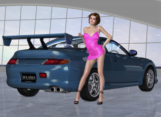 Картинка автомобили 3d+car&girl девушка взгляд автомобиль