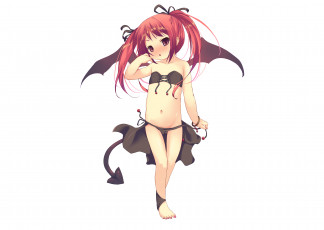 Картинка аниме -angels+&+demons девочка белый фон демонёнок