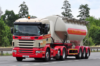 Картинка автомобили scania+ выставка улица тягач седельный грузовик тяжелый