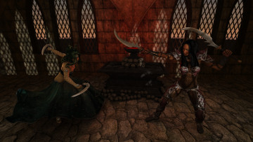 Картинка 3д+графика фантазия+ fantasy драка оружие девушки