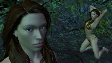 Картинка 3д+графика люди+ people девушка фон взгляд