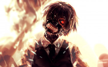 Картинка аниме tokyo+ghoul tokyo ghoul токийский гуль kaneki ken канеки кен маска красный глаз anime